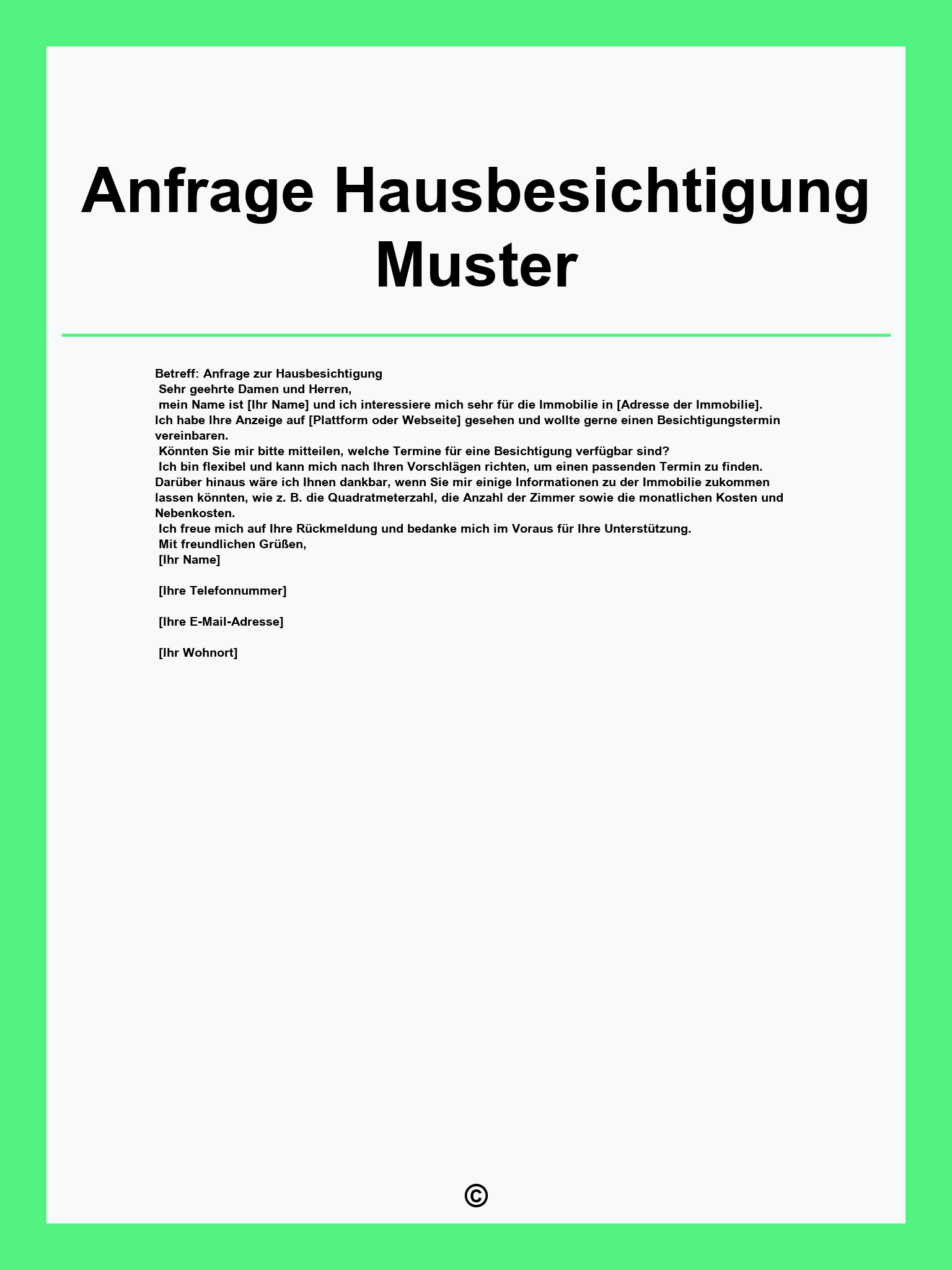 Anfrage Hausbesichtigung Muster