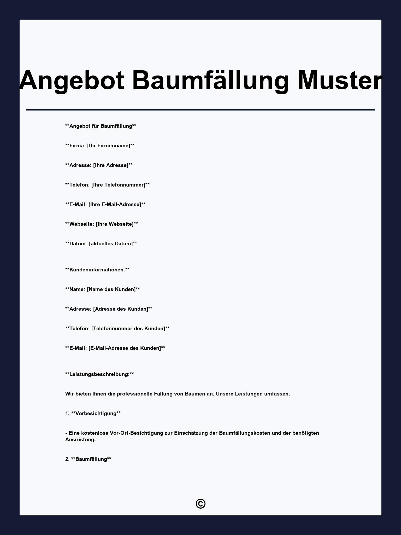 Angebot Baumfällung Muster