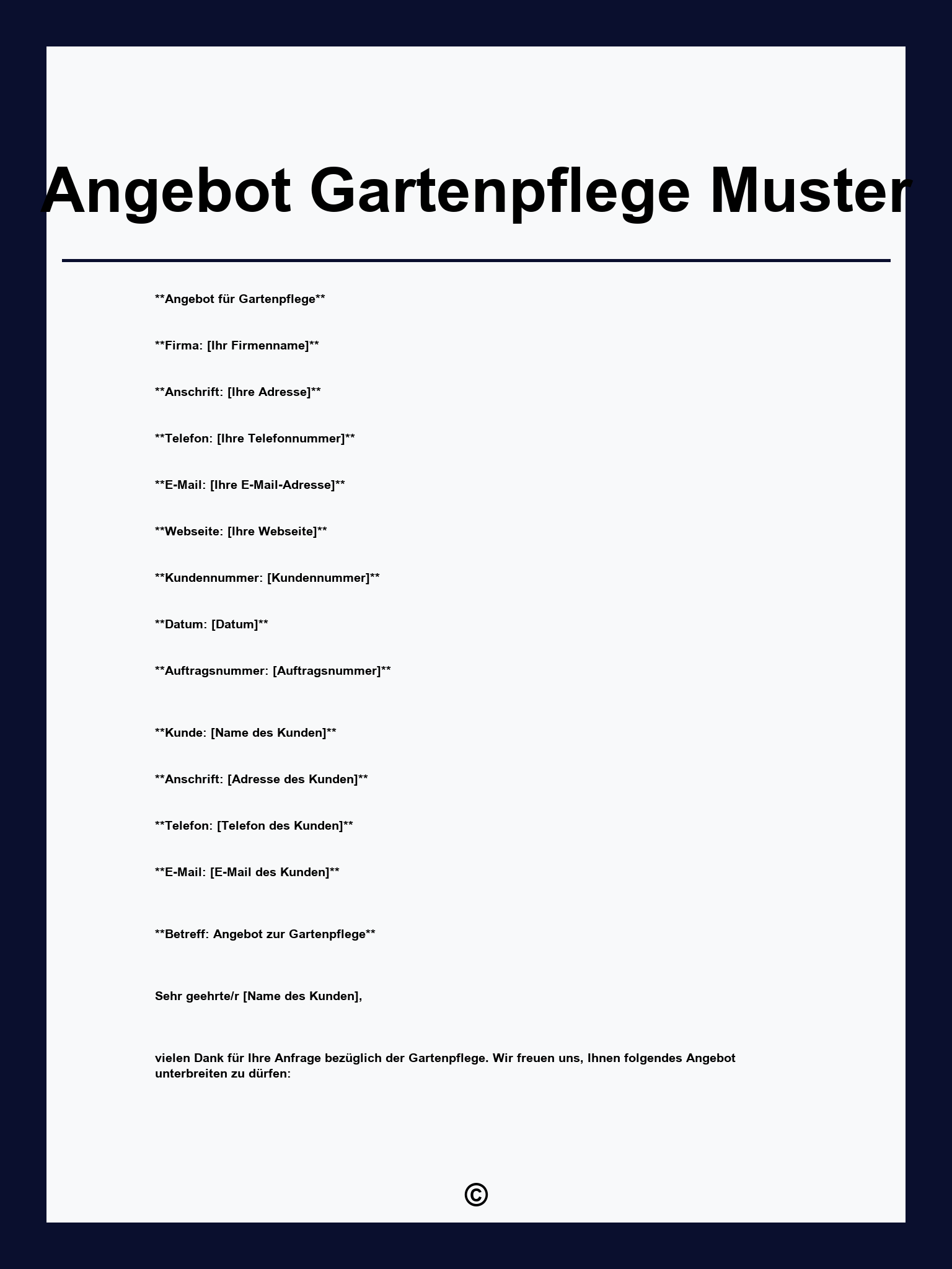 Angebot Gartenpflege Muster
