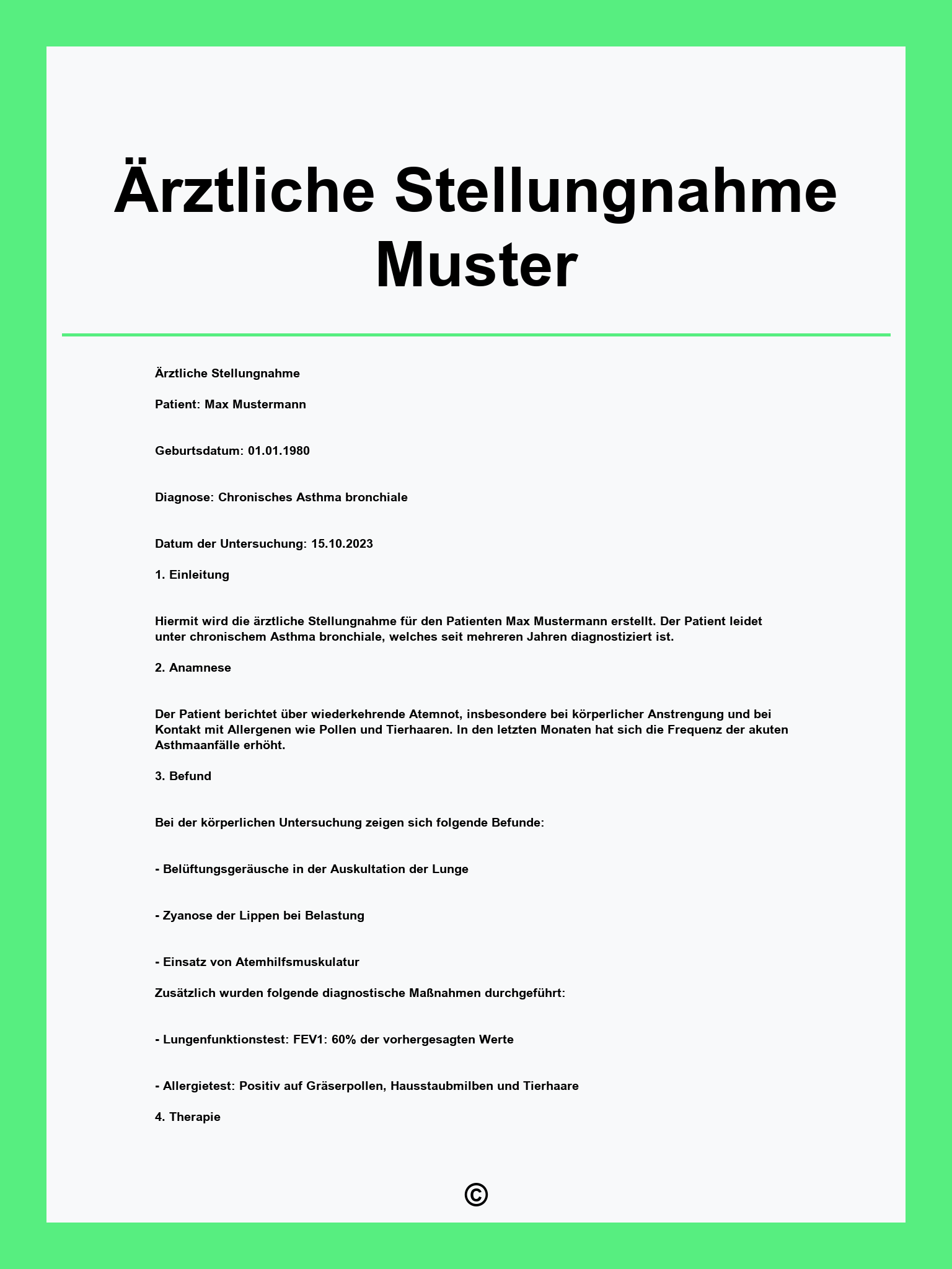 Ärztliche Stellungnahme Muster
