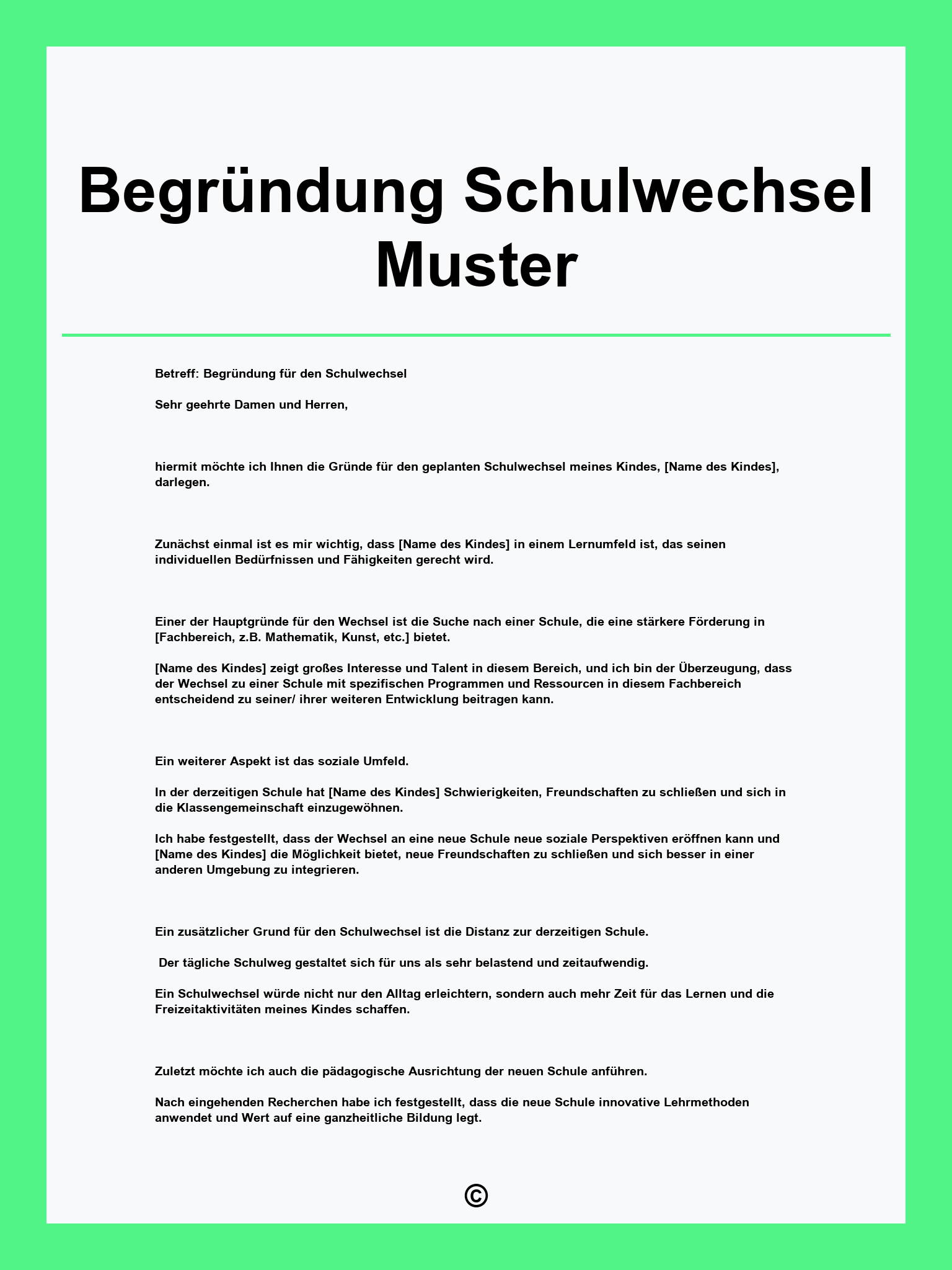 Begründung Schulwechsel Muster
