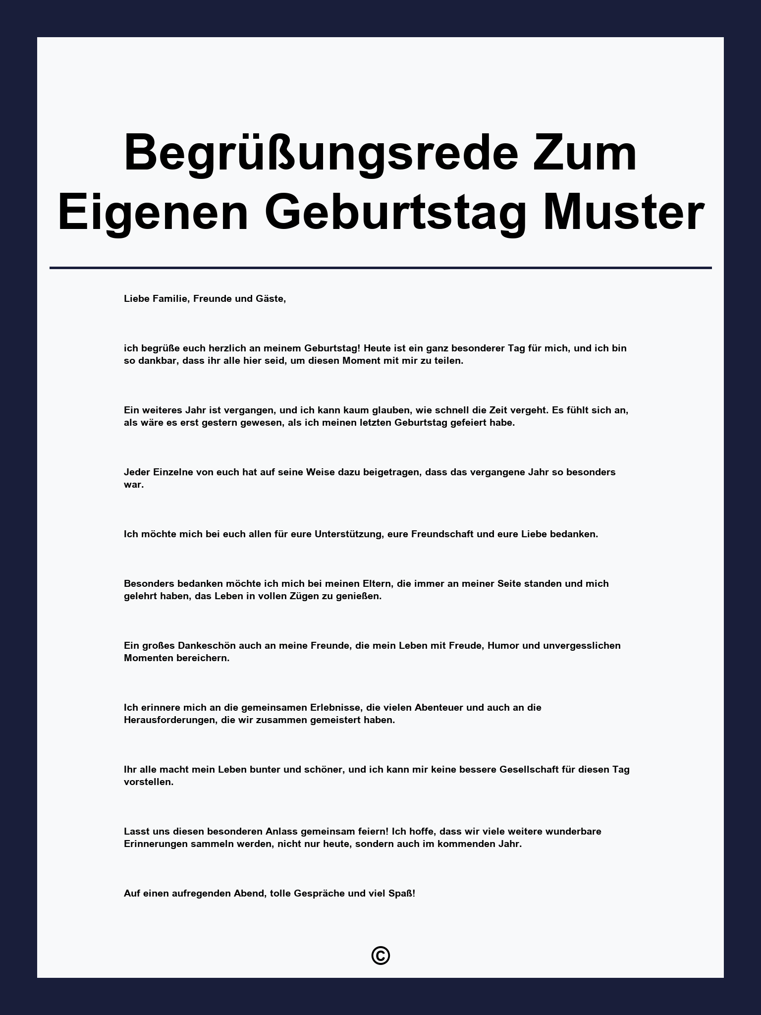 Begrüßungsrede Zum Eigenen Geburtstag Muster