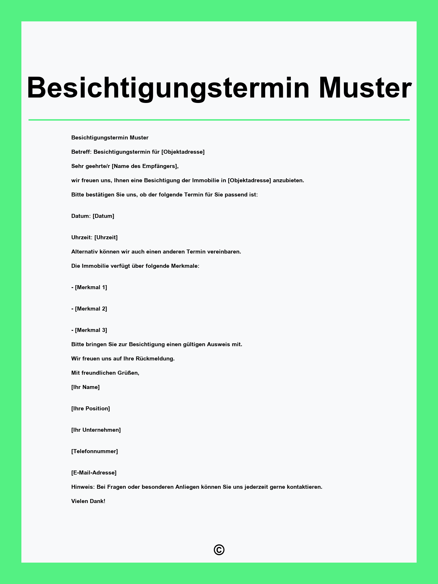 Besichtigungstermin Muster