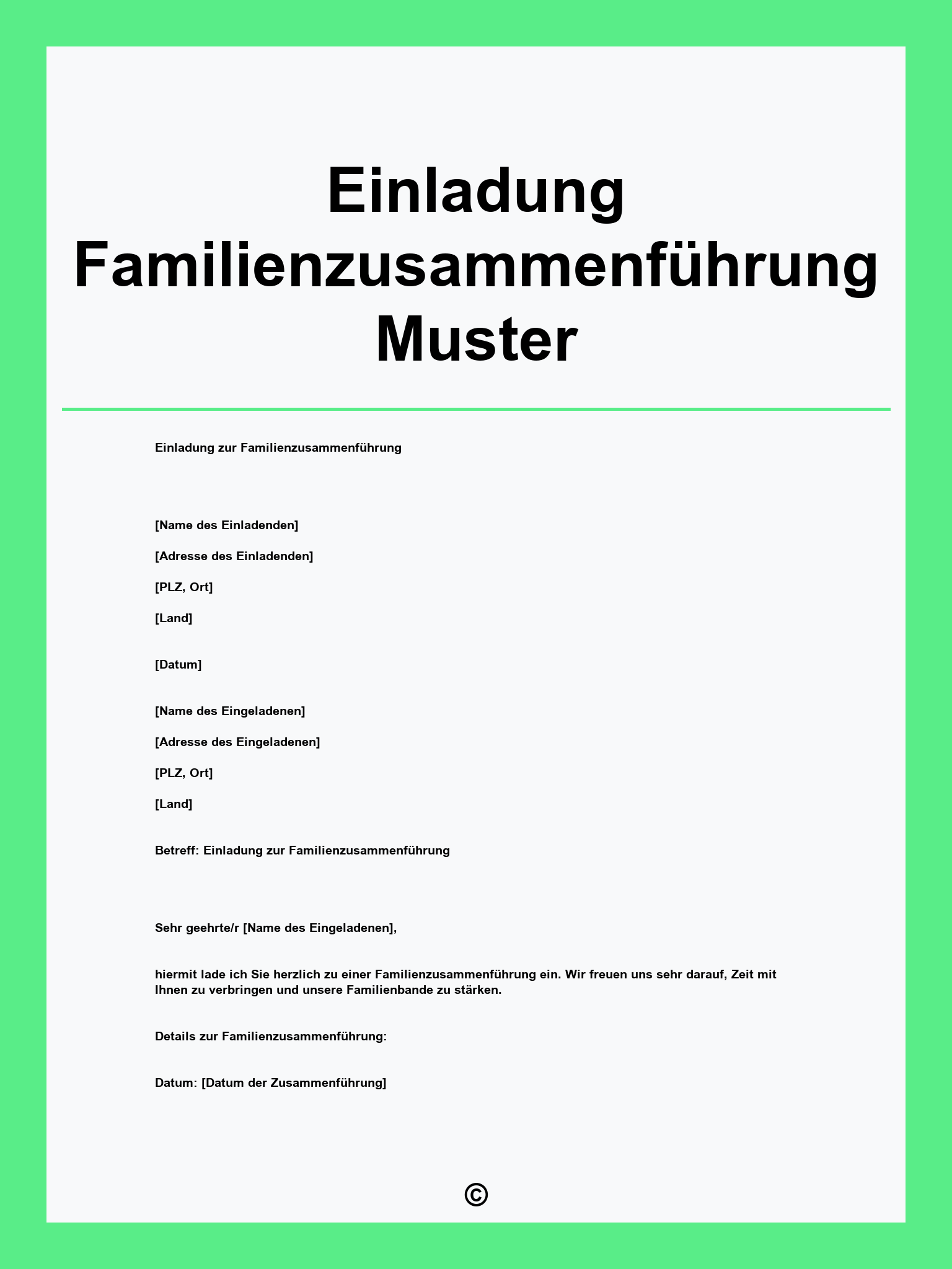Einladung Familienzusammenführung Muster
