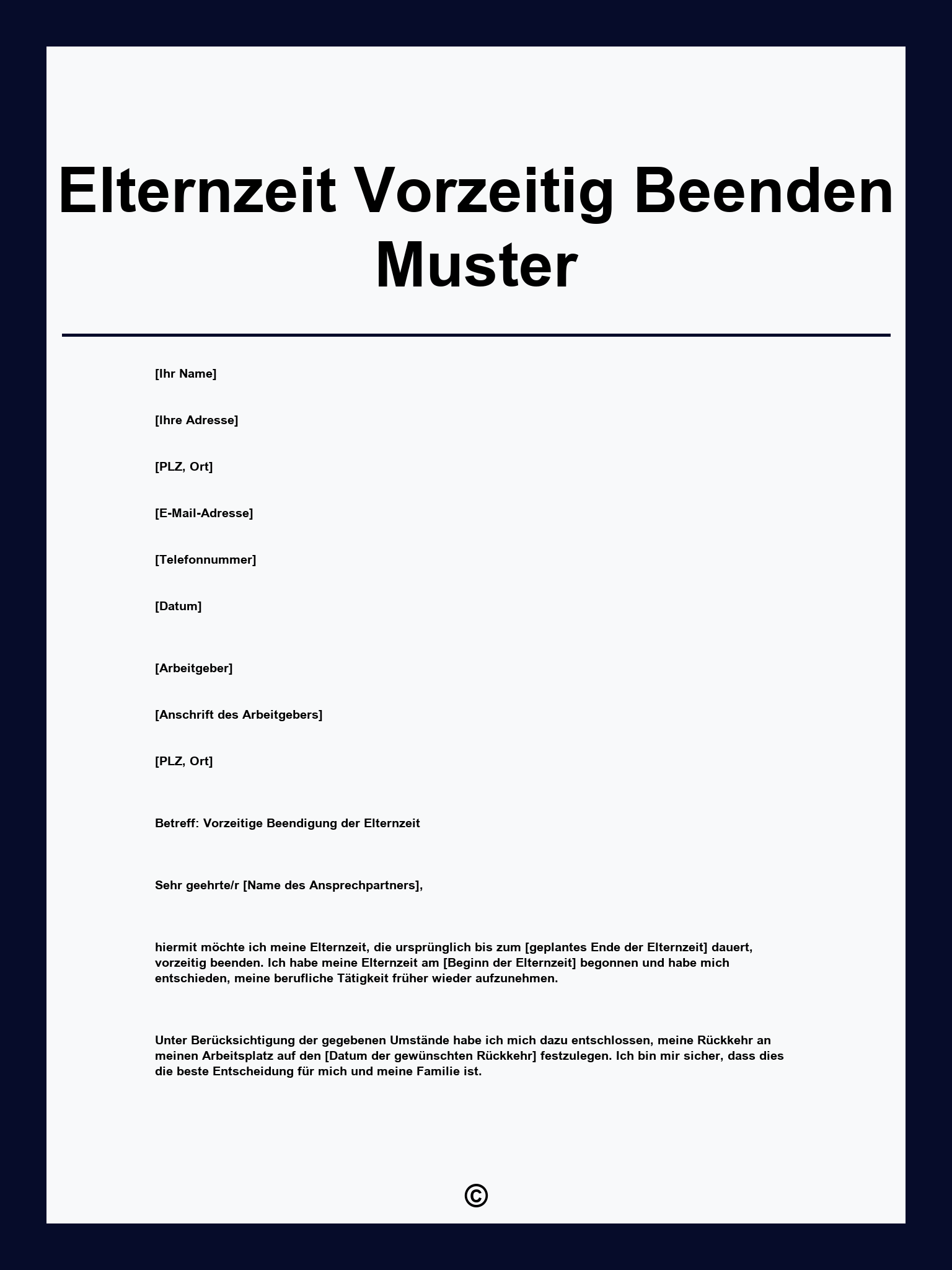 Elternzeit Vorzeitig Beenden Muster