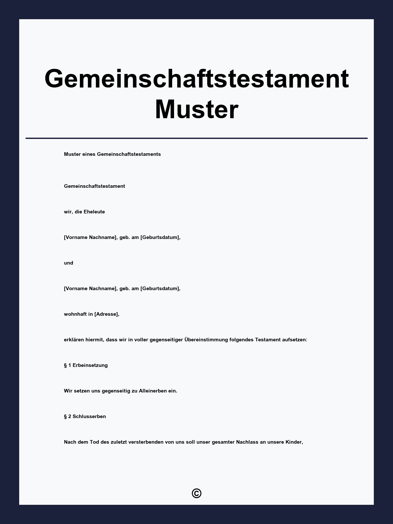 Gemeinschaftstestament Muster