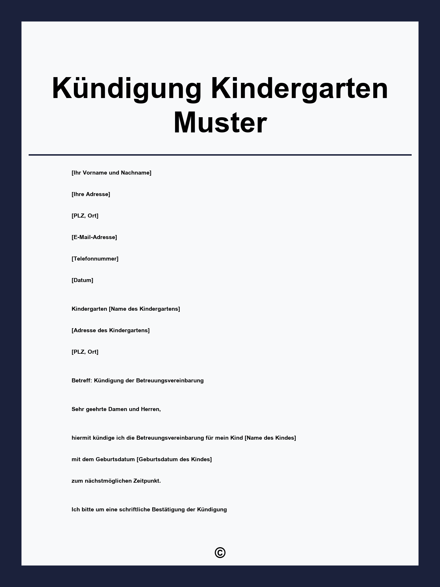 Kündigung Kindergarten Muster