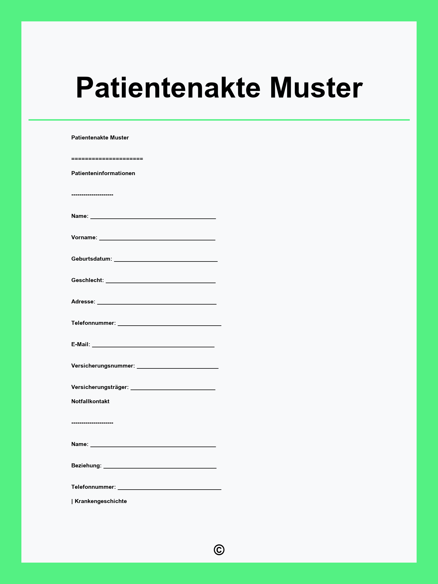 Patientenakte Muster
