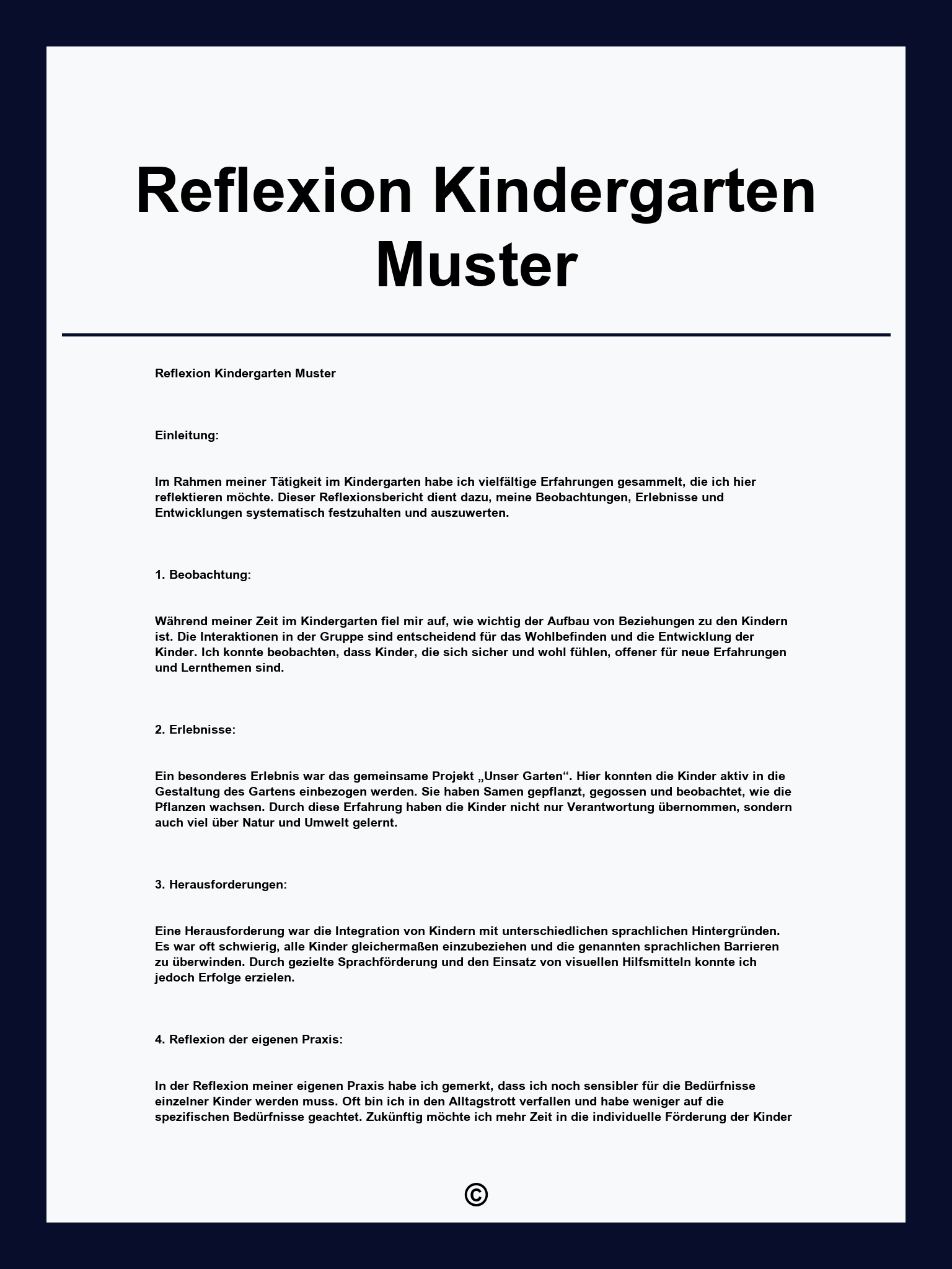 Reflexion Kindergarten Muster
