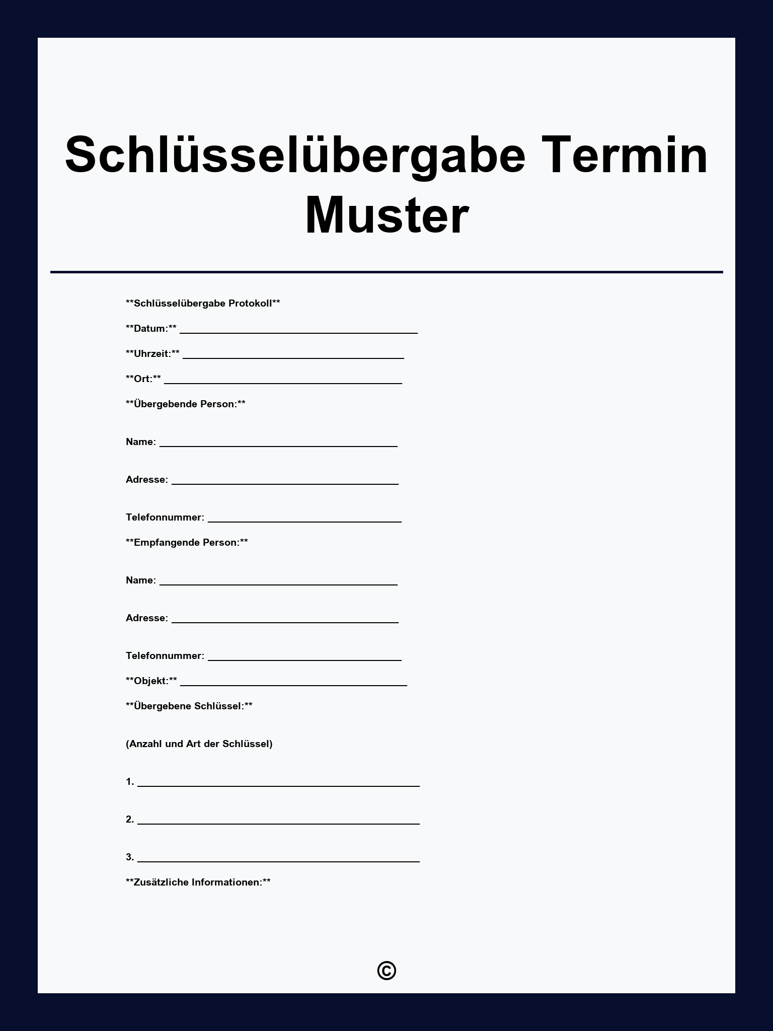 Schlüsselübergabe Termin Muster