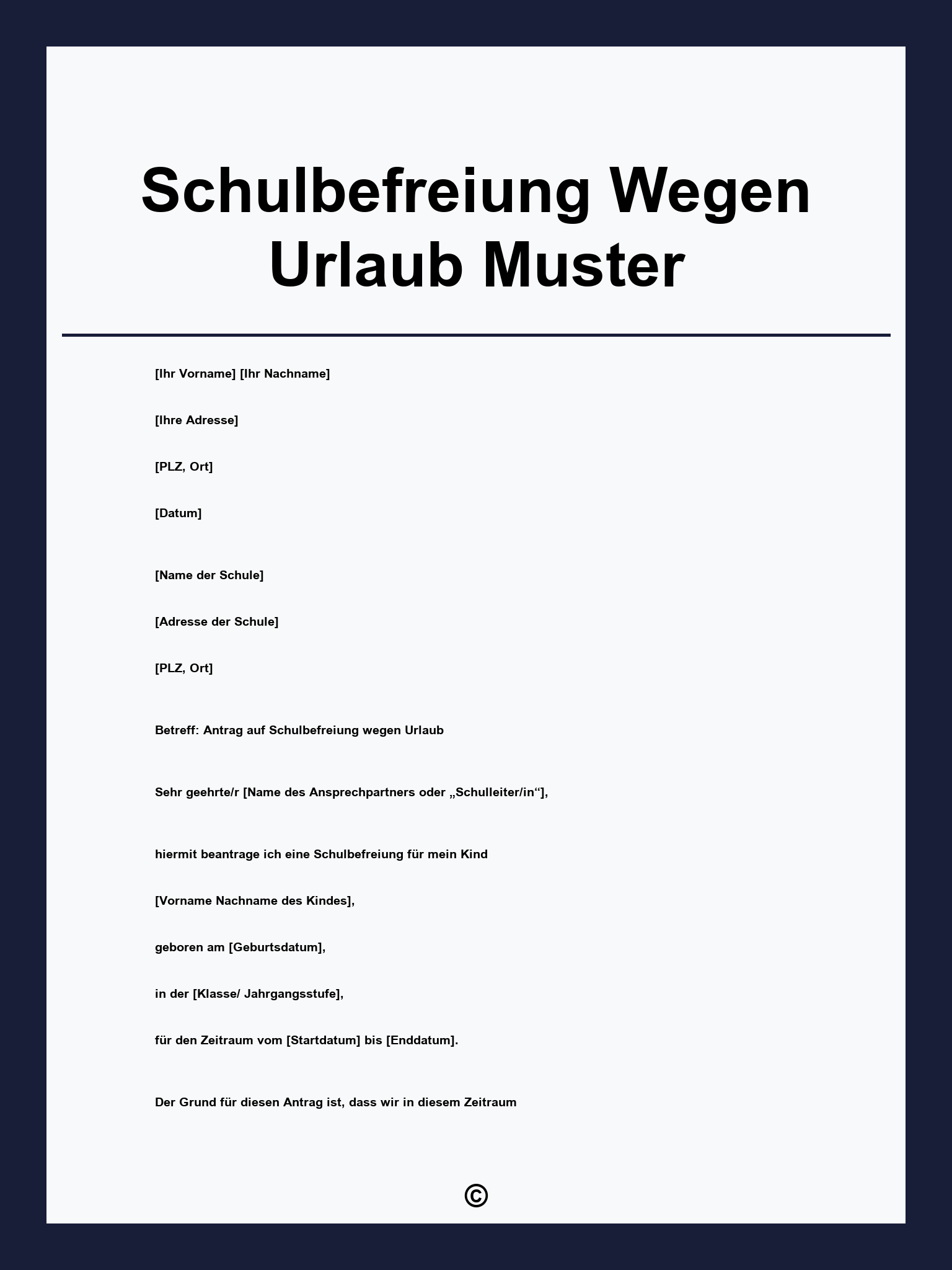 Schulbefreiung Wegen Urlaub Muster