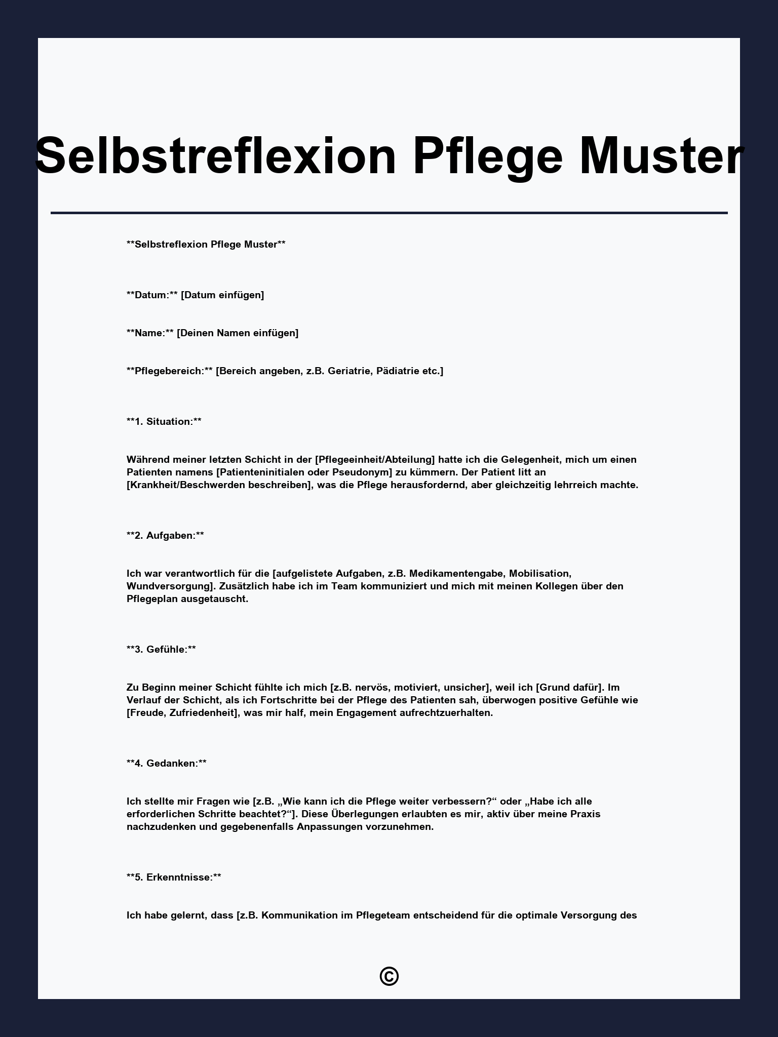Selbstreflexion Pflege Muster