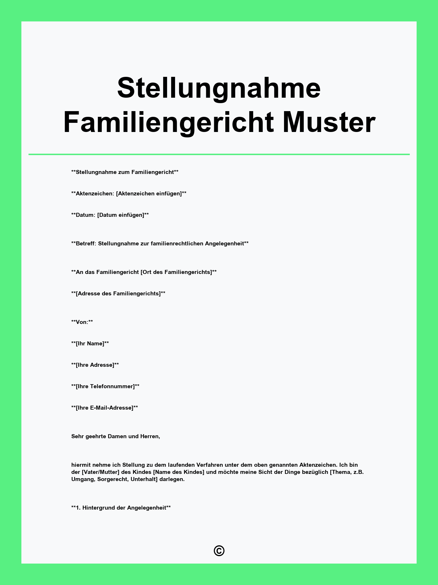 Stellungnahme Familiengericht Muster