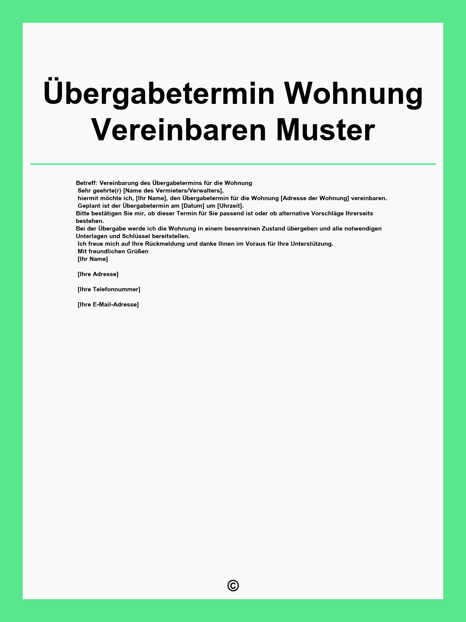 Übergabetermin Wohnung Vereinbaren Muster