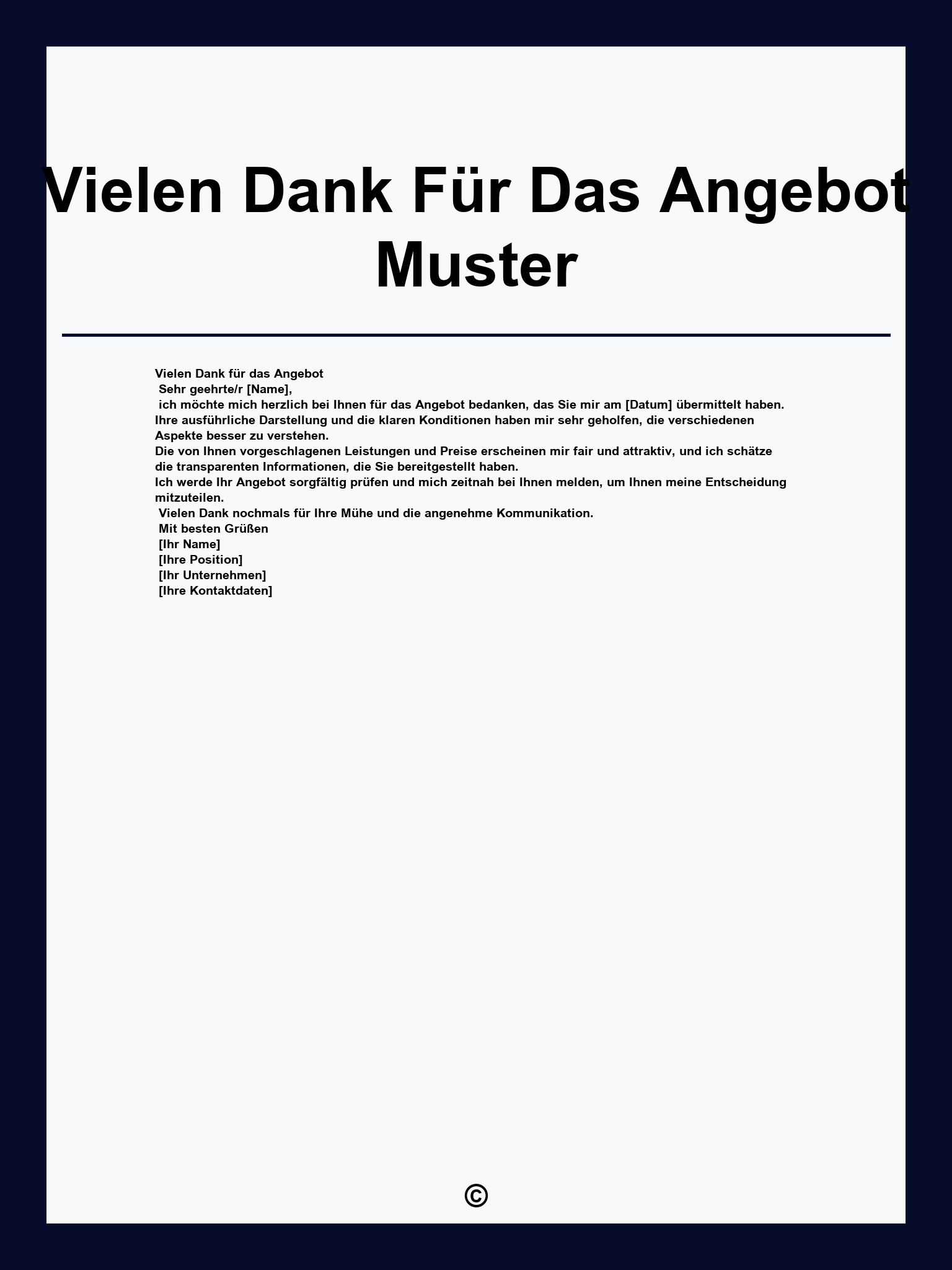 Vielen Dank Für Das Angebot Muster