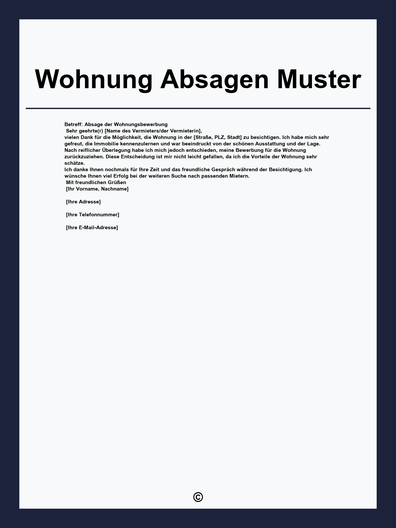 Wohnung Absagen Muster
